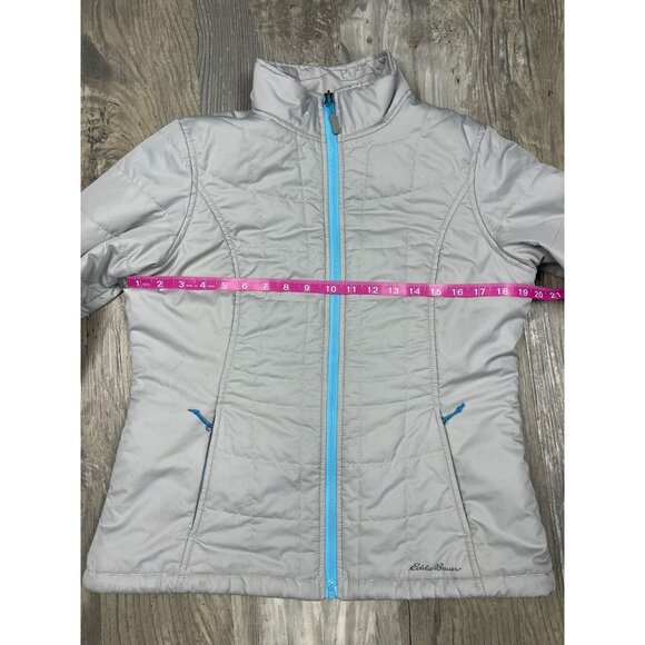 Eddie Bauer Lightweight Packable Womens Puffer Jacket Medium Gray Zip - Picture 8 of 9